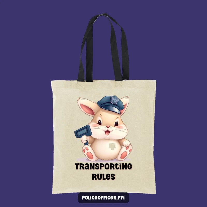 Funny Bunny Cop Tote Bag: Cute Traffic Director Bag for Whimsical Errands