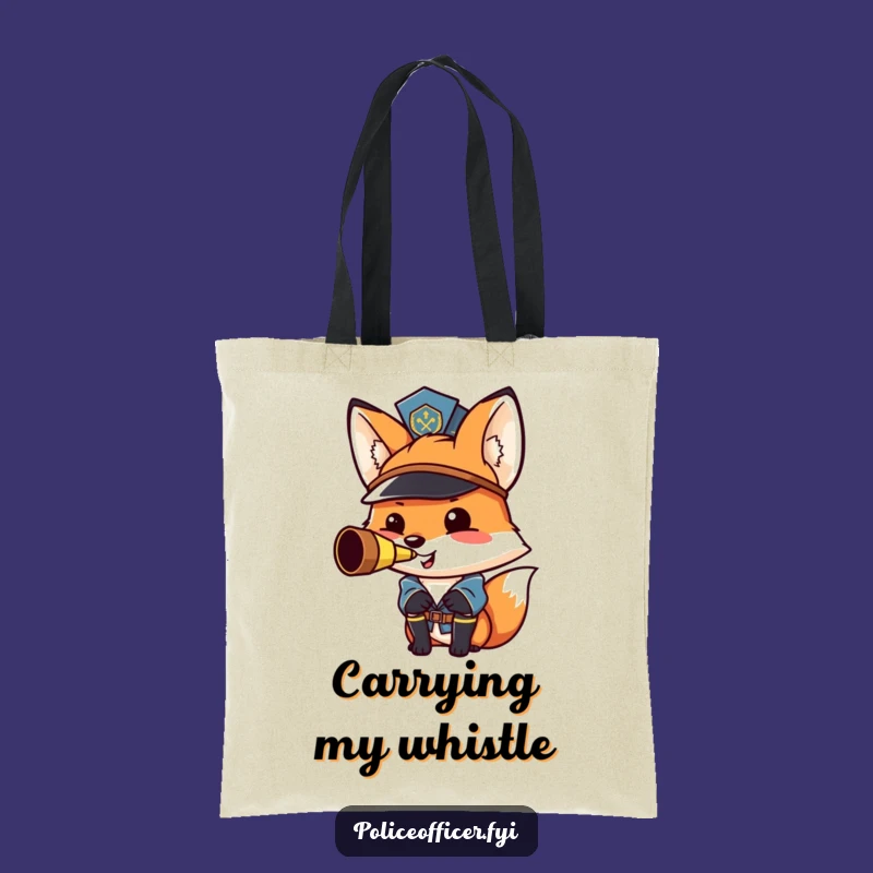 Funny Fox Cop Tote Bag: Carry Pride with This Whistling Officer