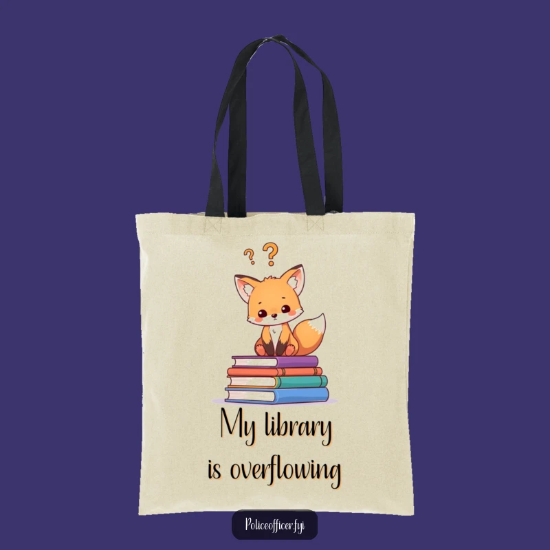 Funny Fox Cub Book Lover Tote Bag: Carry Your Books and Your Humor in Style