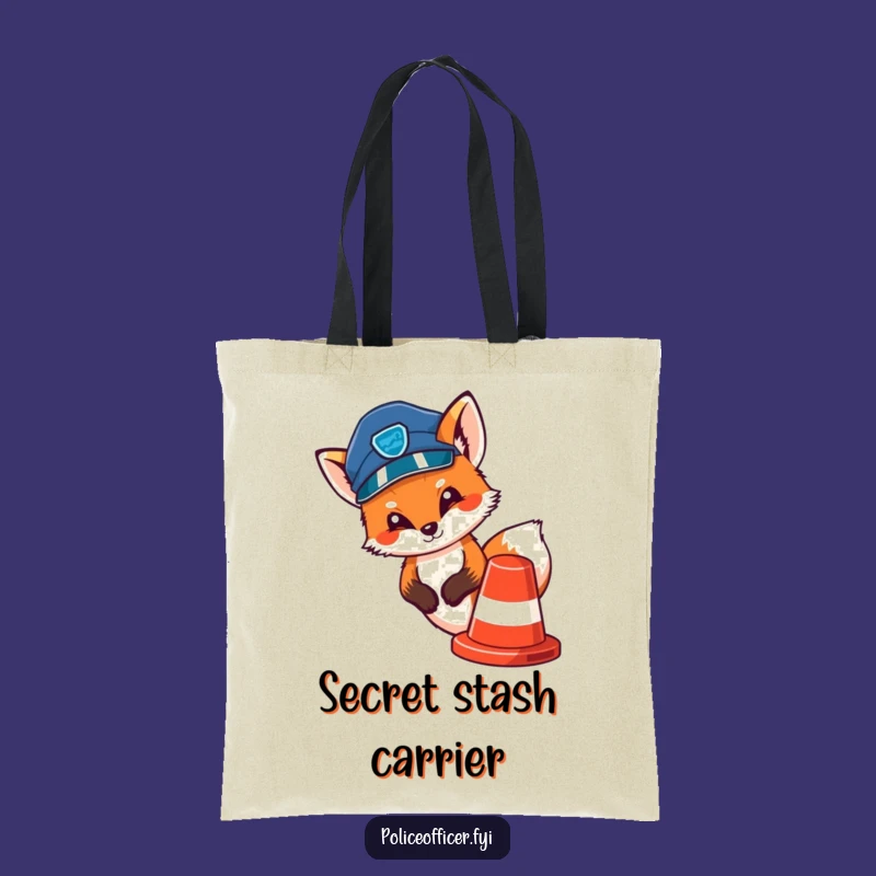 Funny Fox Police Tote Bag: Cute Peek-a-Boo Fox Accessory, Ideal Gift