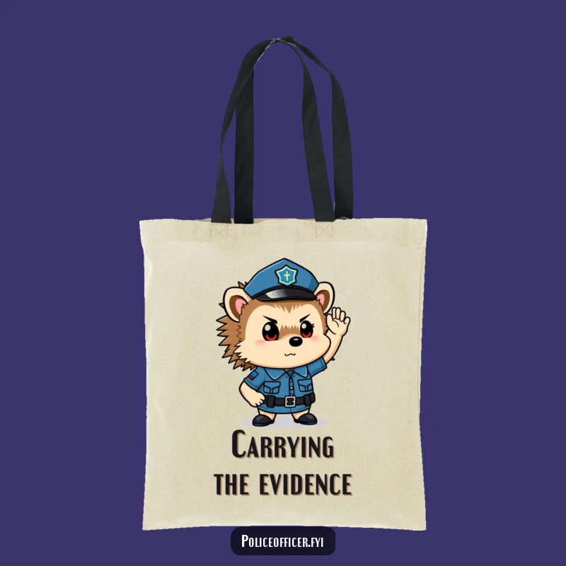 Funny Hedgehog Cop Tote Bag: Carry Your Essentials with This Determined Officer