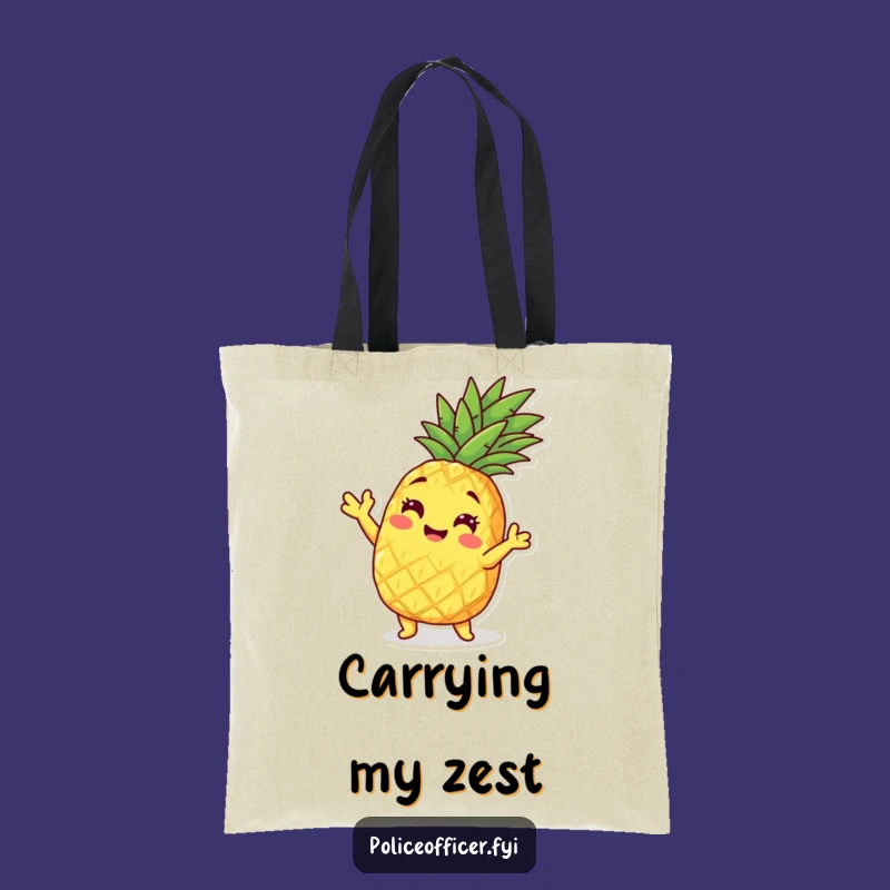 Funny Pineapple Pose Tote Bag - Carry Your Sunshine in Cartoon Style