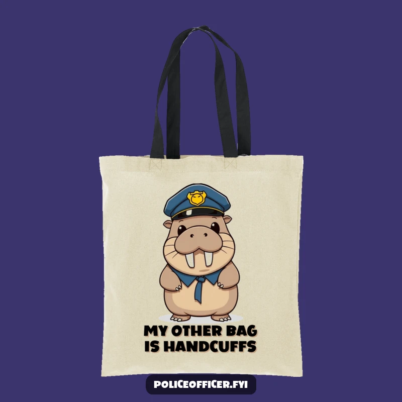 Funny Walrus Police Tote Bag: Wobbly Officer Style for a Humorous Carry-all